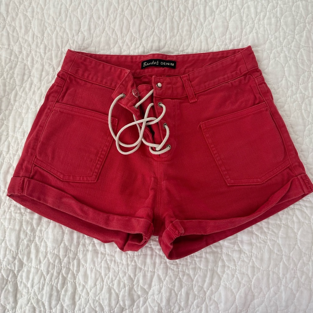 Bardot Australia lace up Swim Beach shorts Red size 6-8 USA